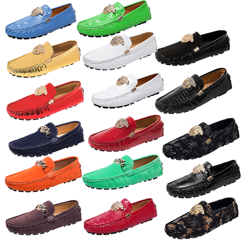 

New Lightweight Designer Luxury Mens Moccasin Metal buckle Men Women Flats Breathable Casual Solid Color Loafers Comfortable Loafers Moccasins Driving Shoes, 2293-4