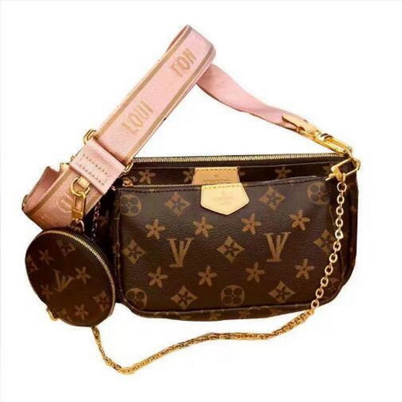 

New Fashion bags purses Women favorite mini pochette 3pcs accessories crossbody bag vintag shoulder bags leather multi color straps wall, 25x5x14cm