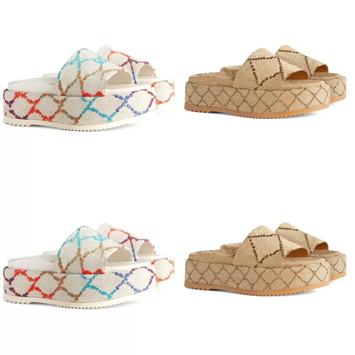 

Women's Platform Sandals Slippers Slide Fashion G Designer Luxury Flat High Heels Flip Flops Shoes Embroidered Platform Rubber Sandal Casual Shoe EU35-EU42, Color 28
