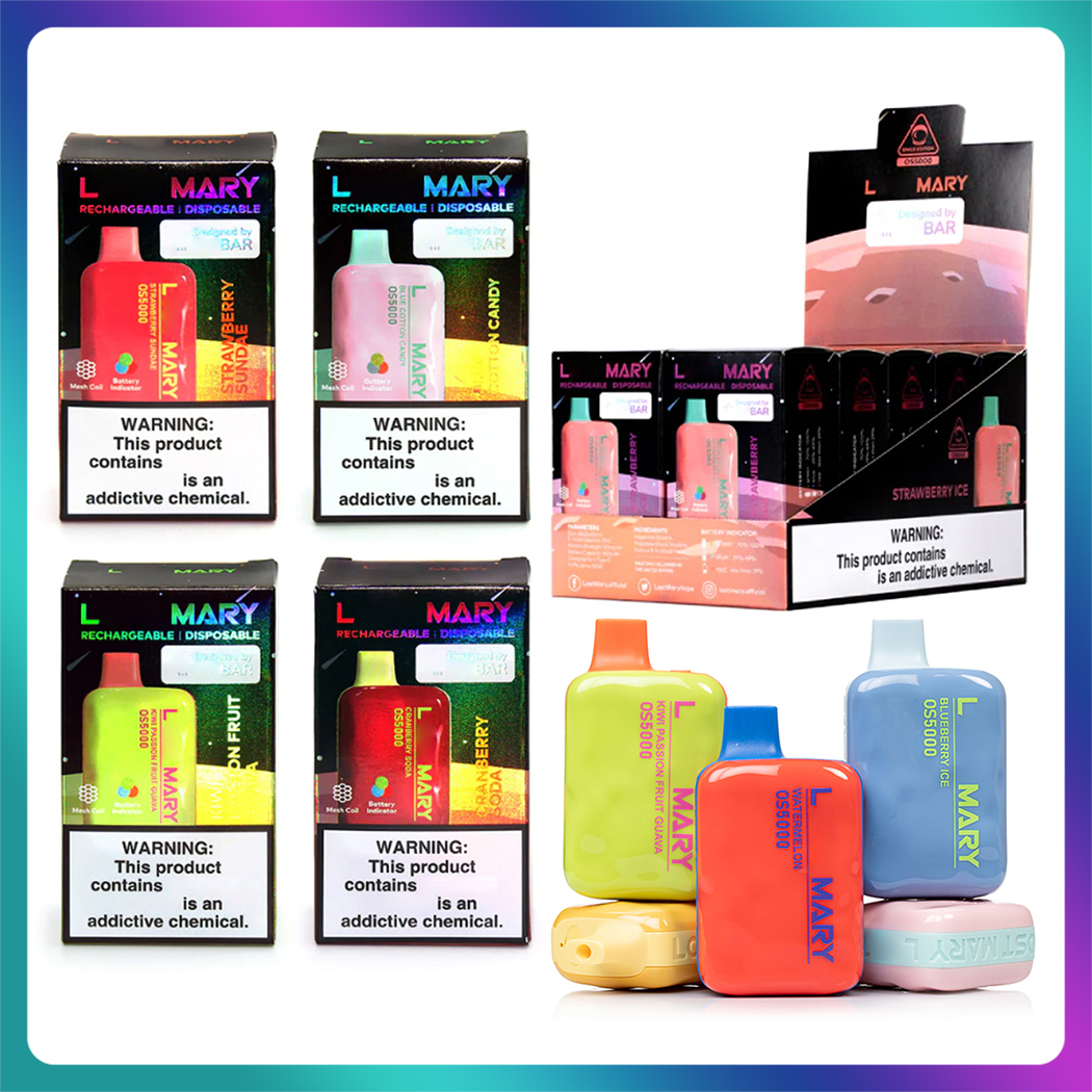 

L Mary OS5000 Ef Bar Disposable E cigarettes 5000 Puffs Vape Pen 13ml Pre-filled Mesh Coil Pods 650mAh Rechargeable Battery Vaporizers vapes flavours elux bars esco