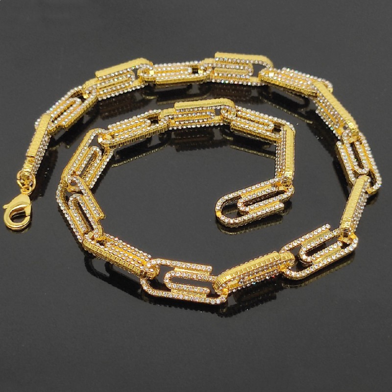 

jewelry chains luxury pendant necklace designer clover necklaces pendants Stainless steel gold plated charm for women Hip Hop 10mm paper clip diamond Cuban chain