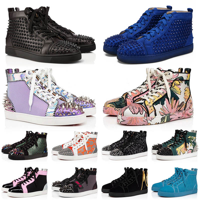 

Sneakers Shoes Designers Womens Men Luxurys Red Bottoms Vintage Rivet Platform Top Leather White Black Spikes Glitter Loafers Fashion Casual Trainers Outdoor 36-47, 40