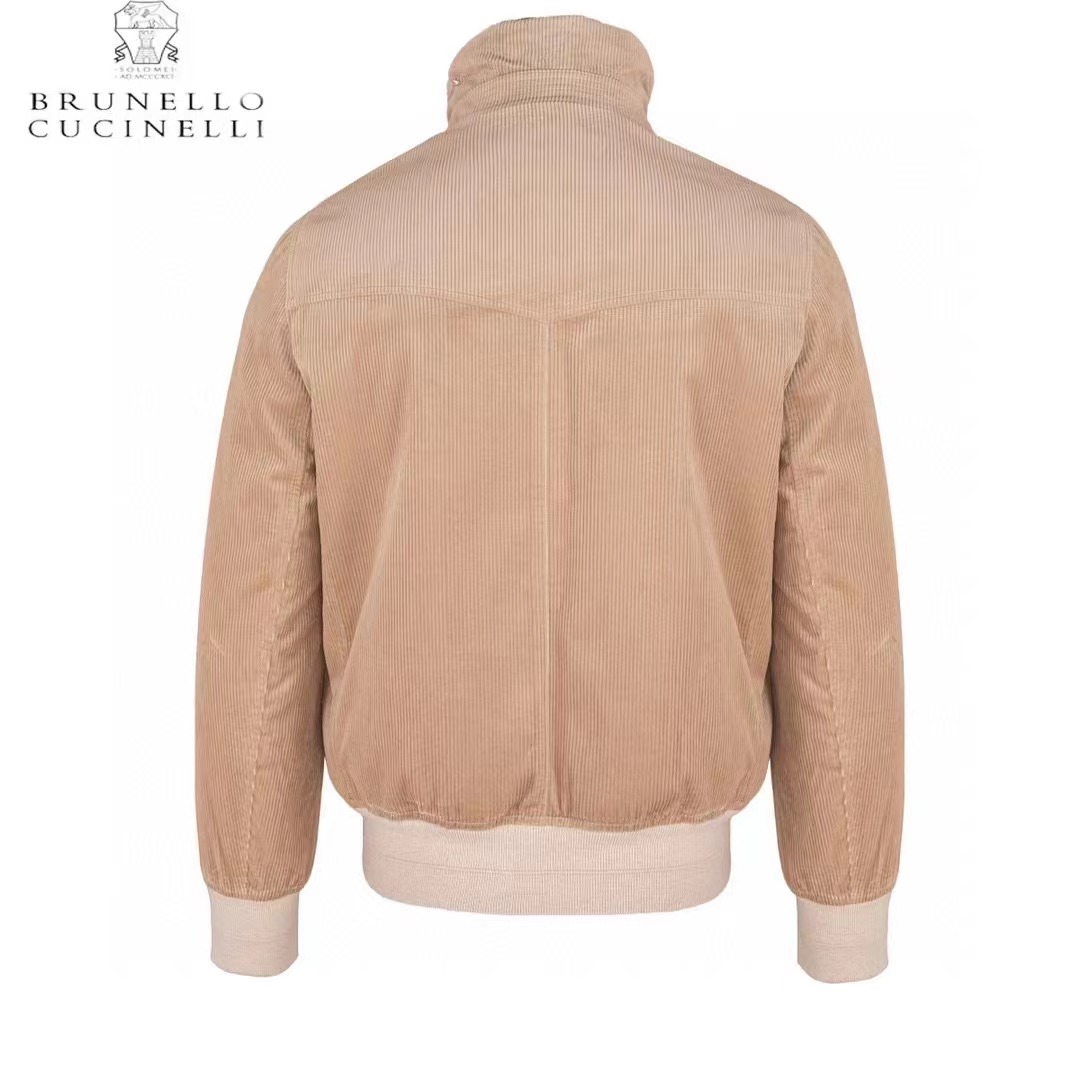 

Mens Jackets Brunello Cucinelli Autumn and Winter Khaki Corduroy Thick Coats Long Sleeve Outwears