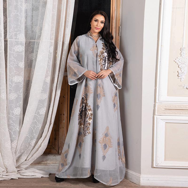 

Ethnic Clothing Sequins Embroidery Abaya Dubai Muslim Dress Women Caftan Marocain Robe Elegant Lady Islamic Jelaba Femme Musulmane