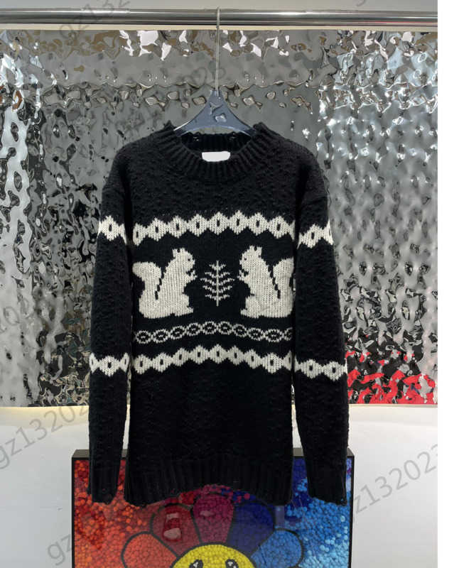 

Womens Sweaters Animal Plaid Print Granular Knitting Method Fashion Sweater Drop Shoulder Long-sleeved Crew Neck Pullover Knitwear Women Clothes 1970, 12