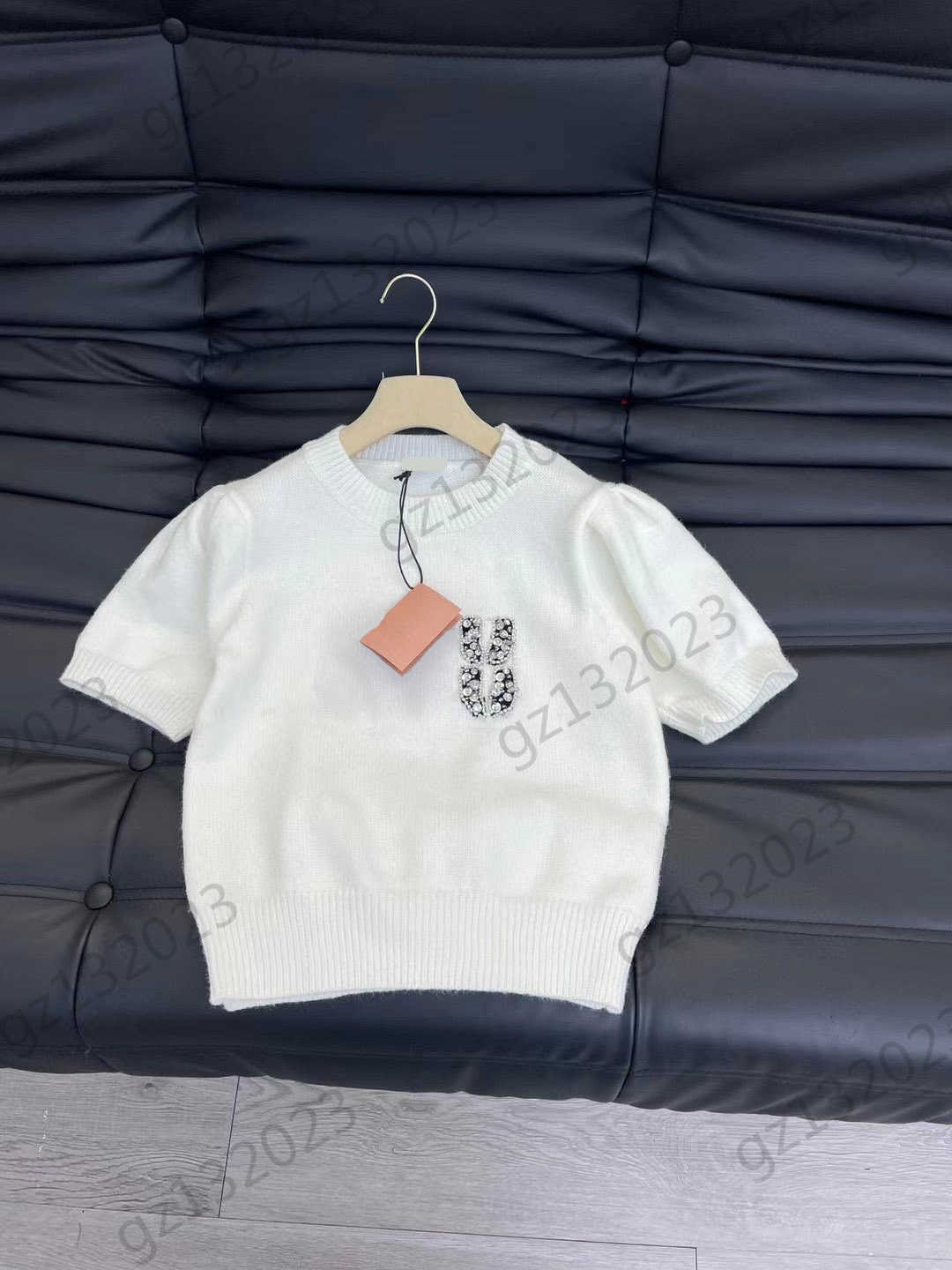 

Womens Sweaters Chest Hot Drill Letter Decoration Bubble Short Sleeve Pullover Knitted Sweater Thread Round Neck Short Slim Knitwear Women Clothes 3 Colors, 11