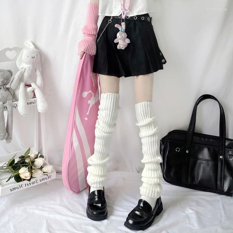 

Women Socks 70cm Over Knee Japanese JK Uniform Korean Lolita Winter Girl Knit Boot Pile Up Foot Warming Cover, Length-70cm