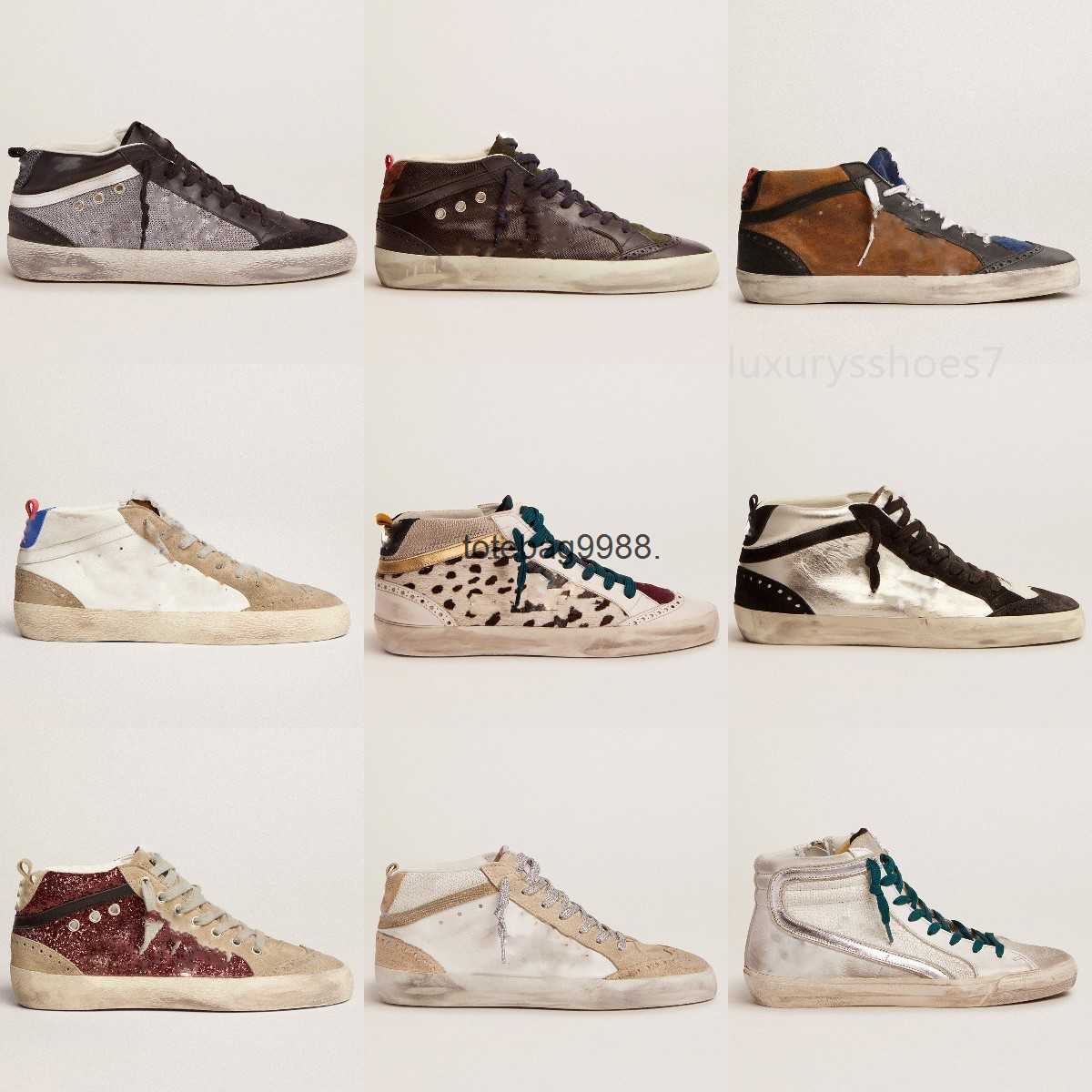 

Mid Slide Star High-top Sneakers Women Shoes Italy brand fashion pink-gold glitter Classic Leopard White Do-old Dirty Designer Shoe, Star24