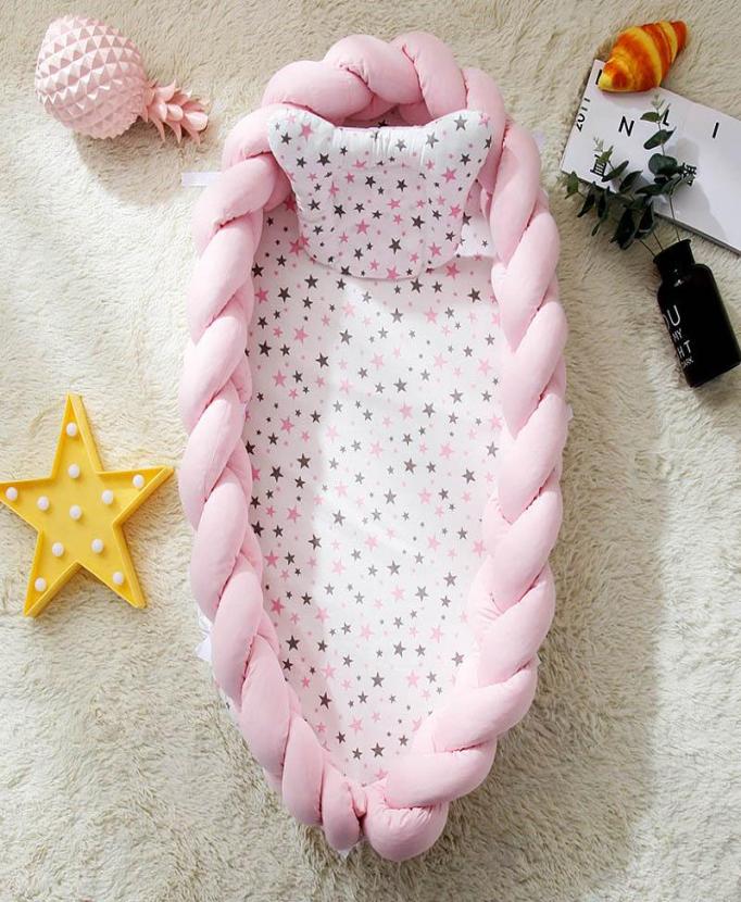 

Baby Cribs Born Sleeping Nest Knit Crib With Pillow Travel Bed Tissu Nestje Lounge Bassinet Bumper Cushion6394535
