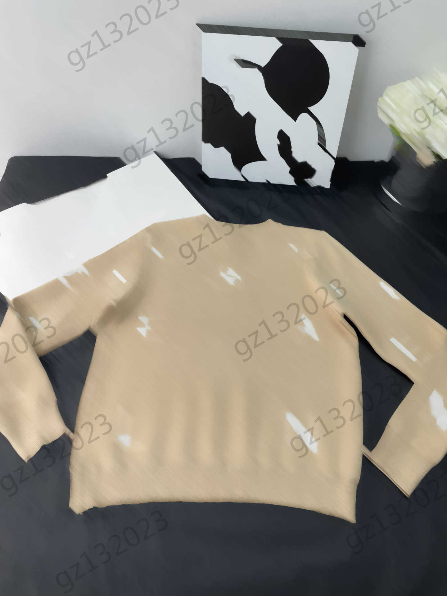 

Womens Sweaters Color Contrast Logo Jacquard Crewneck Pullover Long Sleeves Knitted Sweater Simple Design Casual Style Joker Knitwear Women Clothes 2 Colors, 17