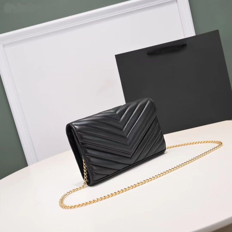 

Evening Bags Fashion Designer Woman Bag Handbag Purse Wallet Original Box Genuine Leather Women Messenger cross body chain clutch158, Black