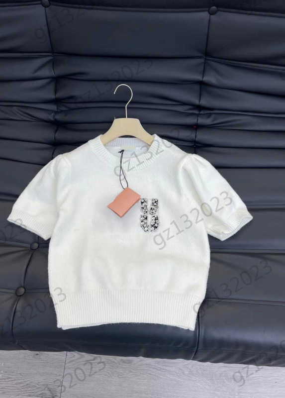 

Womens Sweaters Chest Hot Drill Letter Decoration Bubble Short Sleeve Pullover Knitted Sweater Thread Round Neck Short Slim Knitwear Women Clothes 3 Colors 1970, 22