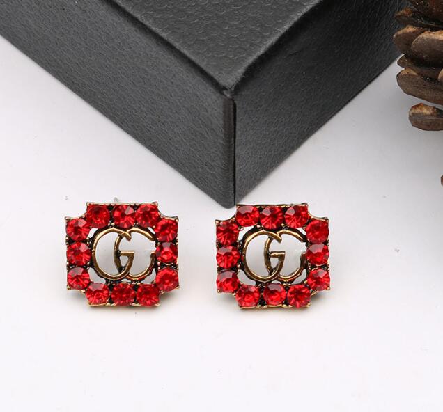 

18K Gold Plated Luxury Brand Designers Letters Stud Clip Chain Geometric Women 925 Silver Crystal Rhinestone Earring Wedding Party Jewerlry 20color