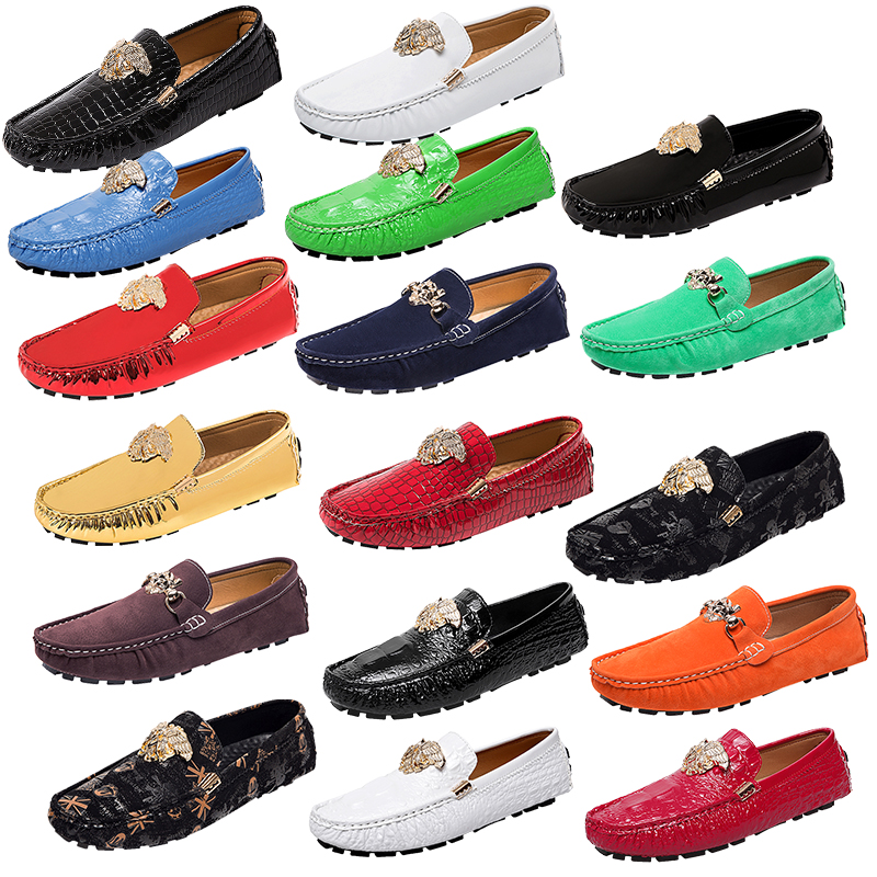 

Party Shoe Men Designer Metal buckle Dark Blue Loafers Driving Shoe Italian Fashion Mens Shoes Women's Shoes Wedding Dress Shoes Men's Formal Luxury Brands, 2052-4