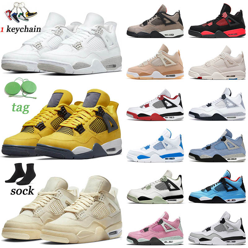 

2023 OG OG 4 Basketball Shoes Men Women 4s Military Black Red Thunder Black Cat Bred Sail University Blue Infrared Shimmer What The Mens Trainers, Tattoo 36-47