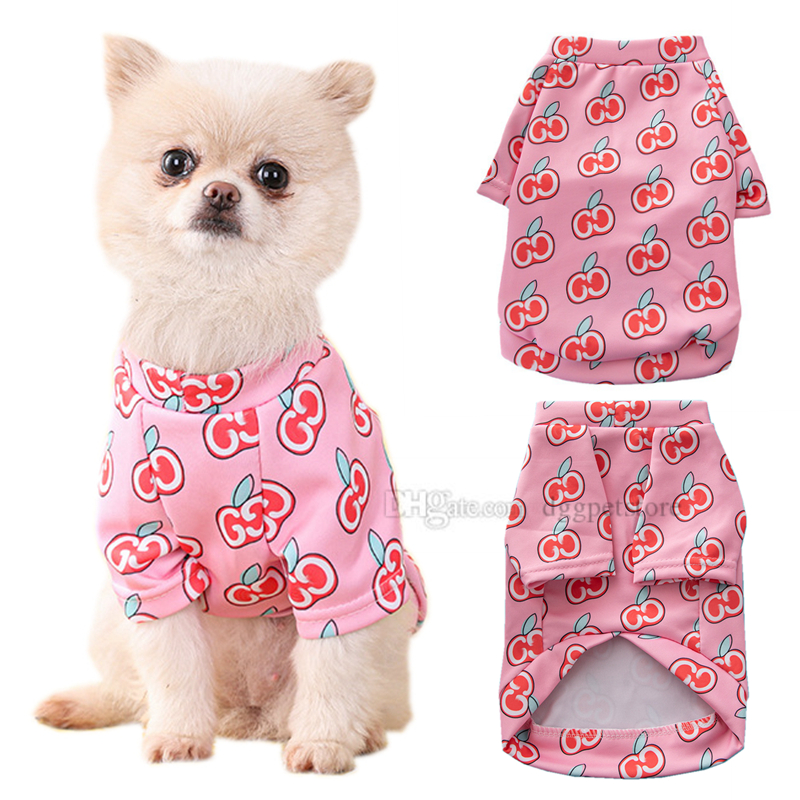 

Designer Dog Clothes Brand Dog Apparel Classic Fruits Graphic Dogs Tshirts Cotton Stretchy Shirt for Winter Autumn Holiday Cold Days Boy or Girl Pet Sweatshirts A500, Pink