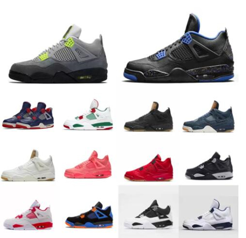 

Retro mens jumpman 4s basketball shoes jorden 4 sneakers tennis Neon Green Grey Denim Blue White Black Wings Pink Red Oreo air jorda jordon, 11