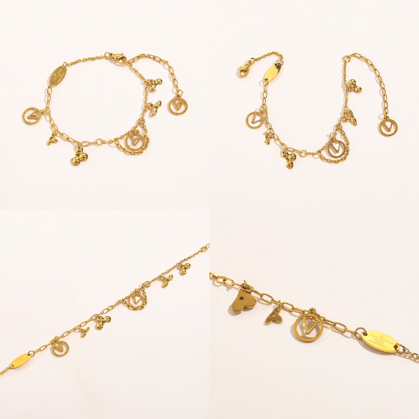 Never fade Chain Bracelets Designers 18k Gold Plated Luxury Brand Letters Circle Fashion Women Love Stainless Steel Copper Bracelets Wedding Part-image-849894657