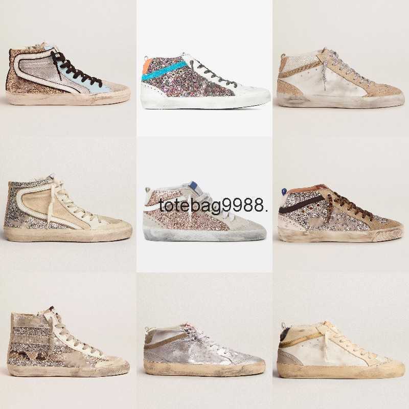 

Deluxe Brand Shoes Mid Slide star Sneakers High-top style Women Casual Designer Trainers Sequin Classic White Do-old Dirty Men shoe, Star7