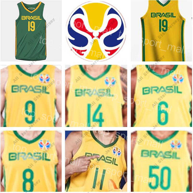 

Basketball Jerseys Team Brazils Basketball Jersey Brasils 9 Marcelinho HUERTAS 14 Marquinhos SOUSA Cristiano FELICIO Vitor BENITE Anderson V, Green