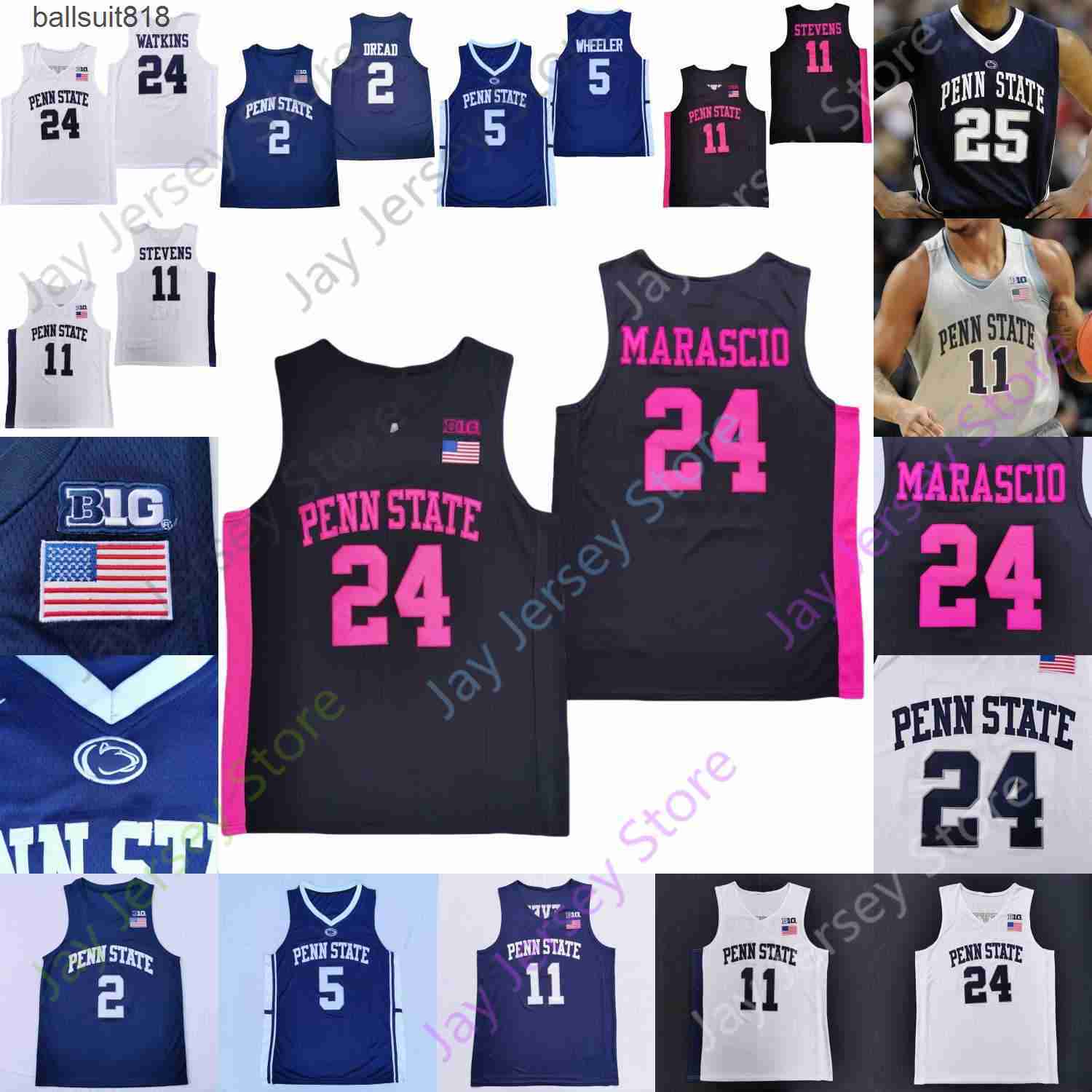 

2022 Penn State Basketball Jersey NCAA College Lamar Stevens Dread Jones Izaiah Brockington Curtis Jones Jamari Wheeler John Harrar Mike, Navy 2019