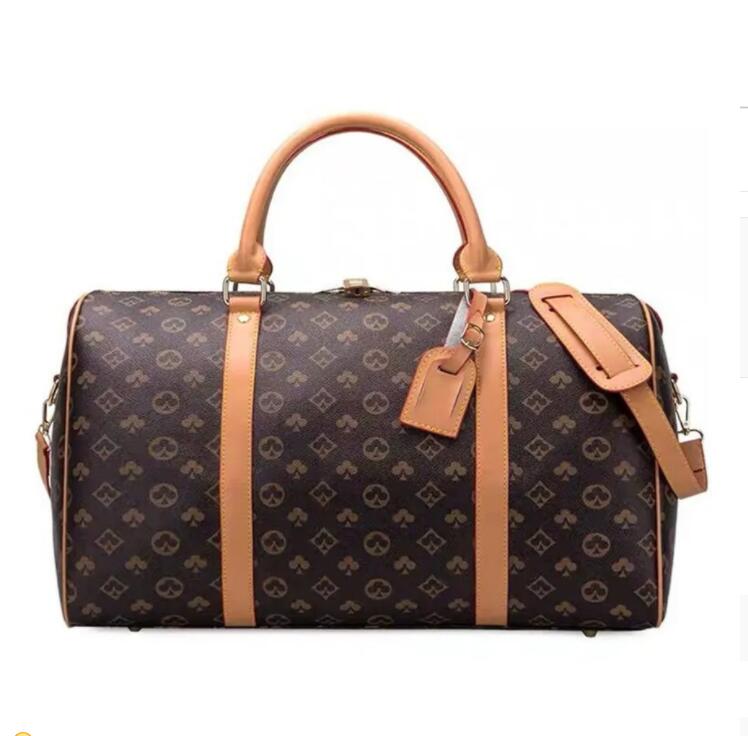 

Womens Men Duffle Bag Women Travel Bags Hand Luggage Bags Pu Leather Handbags Large CrossBody Totes 54CM louise vutton viuton, A1 black grid