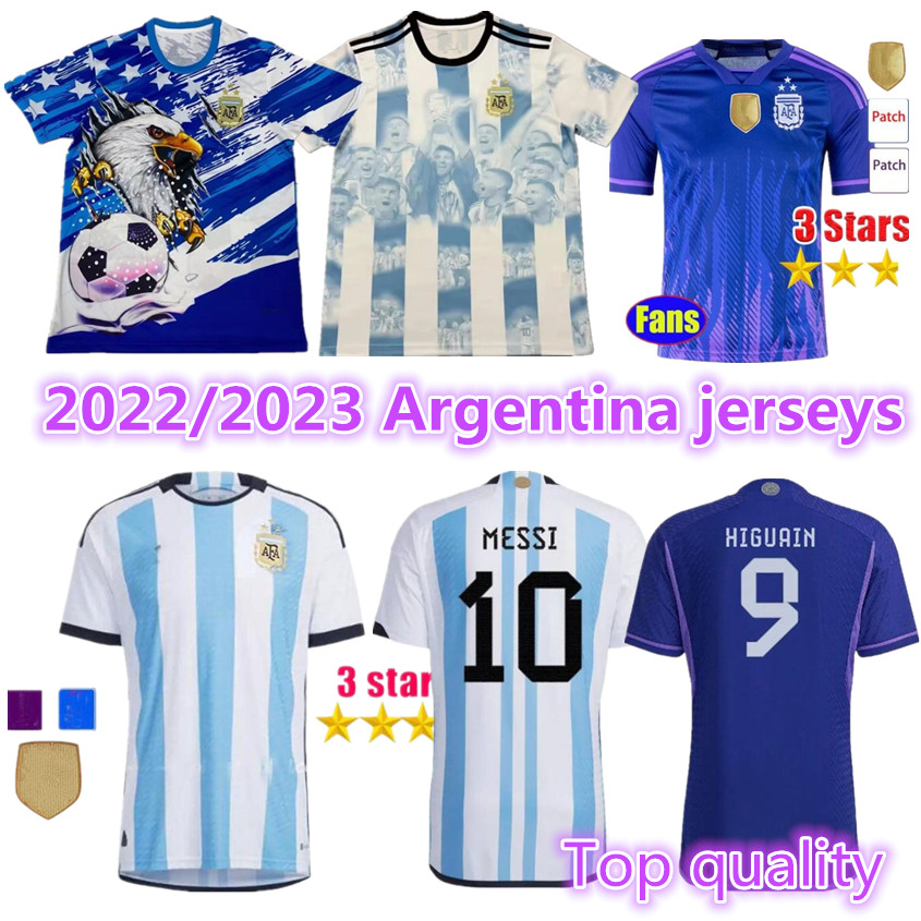 

22 23 3 stars Argentina soccer Jerseys J.ALVAREZ MESSIS DYBALA DI MARIA KUN MARTINEZ MARADONA 2022 football shirt fans version Men shirt jersey uniform