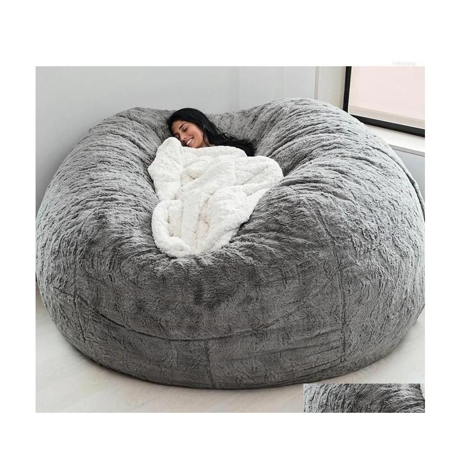 

Chair Covers Ers Super Large 7Ft Nt Fur Bean Bag Er Living Room Furniture Big Round Soft Fluffy Faux Beag Lazy Sofa Bed Coat Drop De Dhk1Z