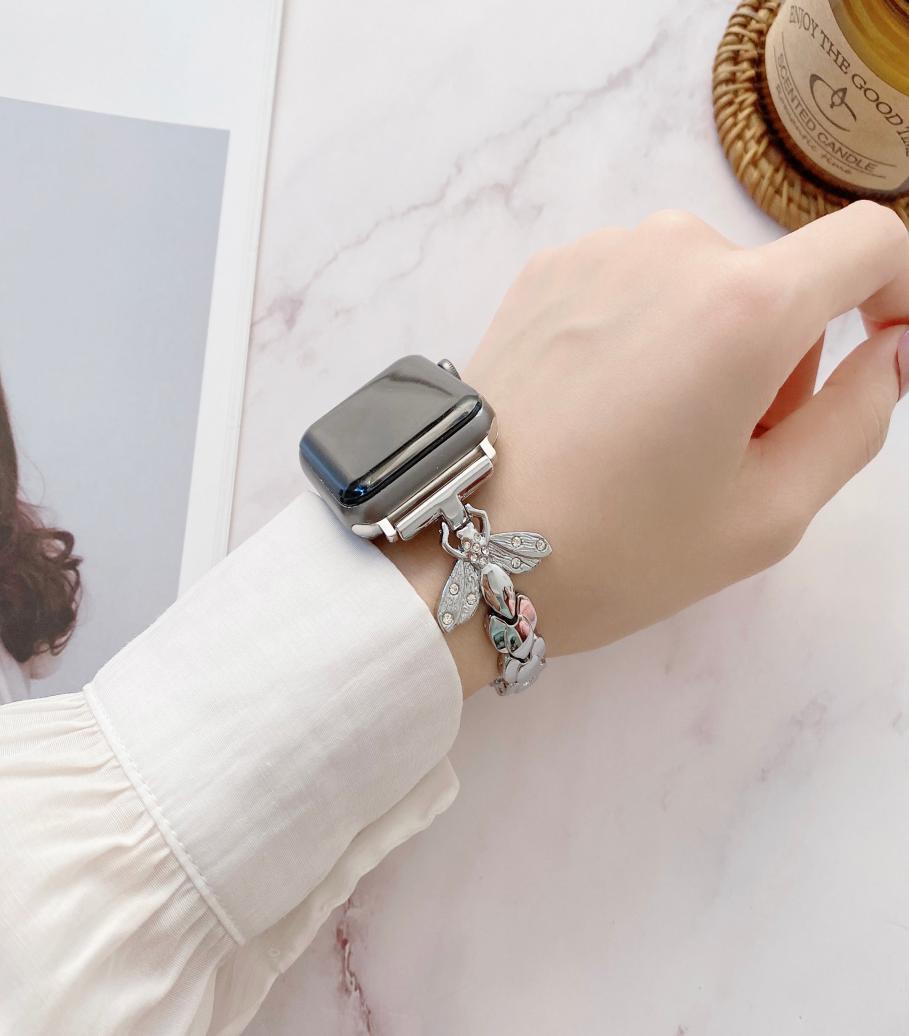

Fashion Stainless Steel Bracelet Straps Diamond Embedded Chain Adjust Metal Watch For Apple Watches Band 38 40 41 42 44 45 Mm For2114738