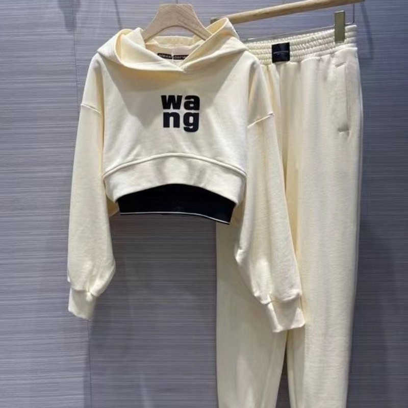 

Fashion women tracksuits wang designer hoodie trousers two-piece short hooded sweater pants suit womens sports suits, Light yellow