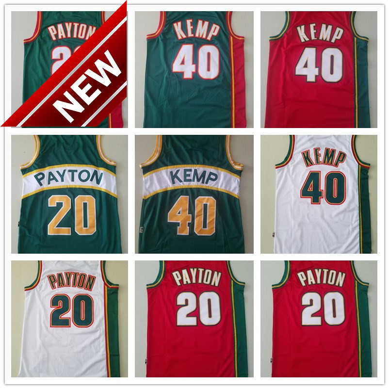 

mens Seattle Jersey Super Gary 20 Payton Sonics Shawn 40 Kemp Basketball Shorts Basketball Jerseys red white Blue, Color