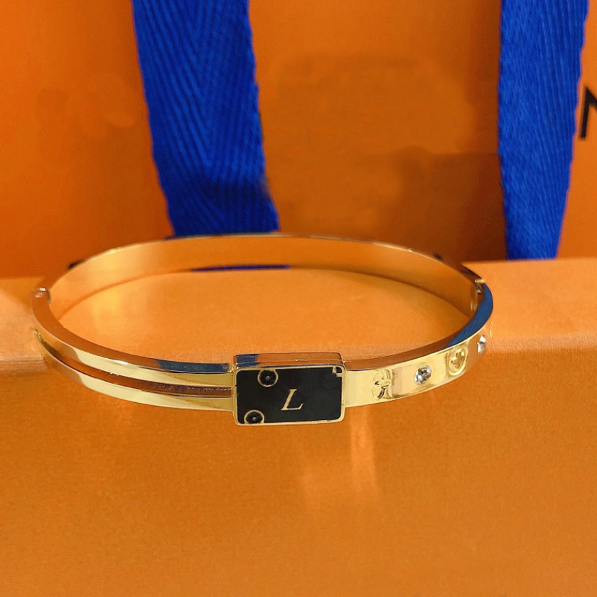 

Stainless Steel Gold Bangle Bracelets Womens Luxury Designer Double Layer Structure Letters Jewelry Crystal Gift Bangles Mens Bracelet