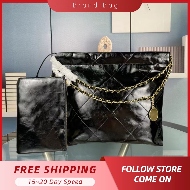 

Channel 22 Bag Handbag Beach Tote Calfskin & Silver Metal Black Shoulder Bag Purses for Women High Capacity Chopping Chain Wallet Ladies, Green