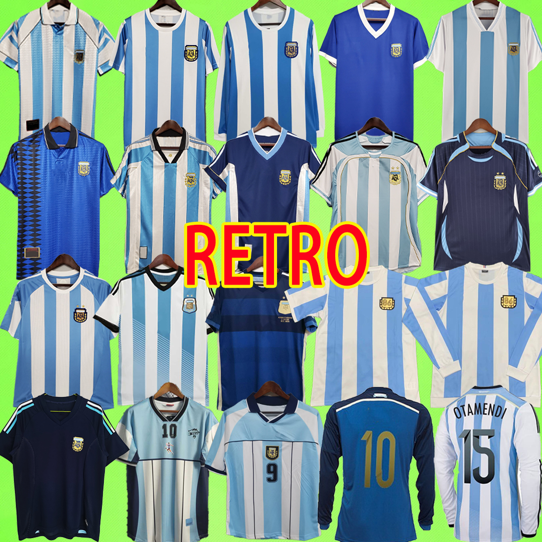 

1986 Maradona Argentina Retro Soccer Jerseys Uniforms 1993 1994 1996 1997 1998 2000 2001 2006 2010 2014 Football Shirt t 86 93 94 96 97 98 06 10 14 long sleeve home away, 1986 home