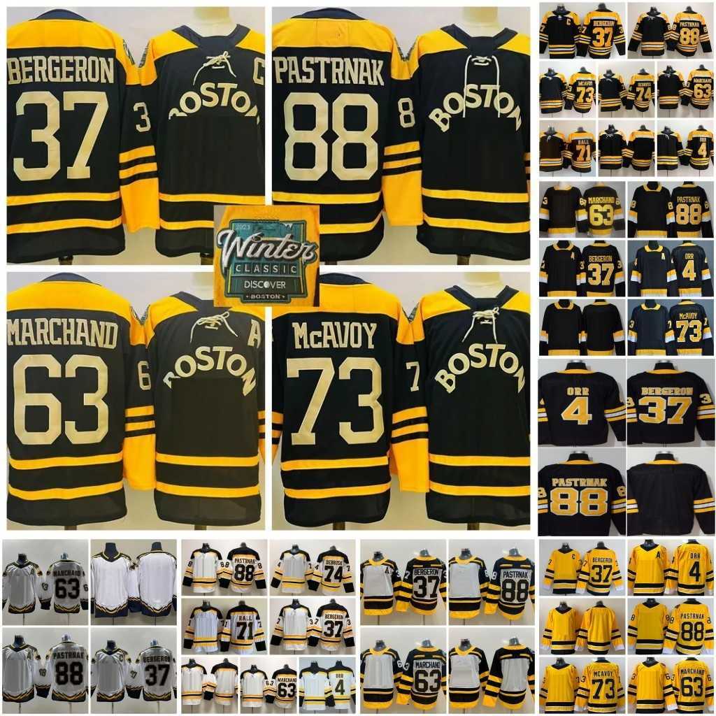 

2023 Winter Classic 37 Patrice Bergeron Hockey Jerseys 2.0 Reverse Retro 88 David Pastrnak 63 Brad Marchand 73 Charlie McAvoy 74 Jake DeBrusk 4 Bobby Orr 71 Taylor Hall, Men