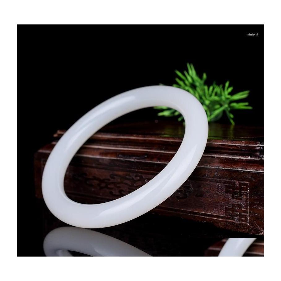 

Bangle Certified Jade Bangles Women Mens Genuine Natural White Jades Stone Fashion Jewellery Accessories Lady Fine Bracelets Drop De Dhmll
