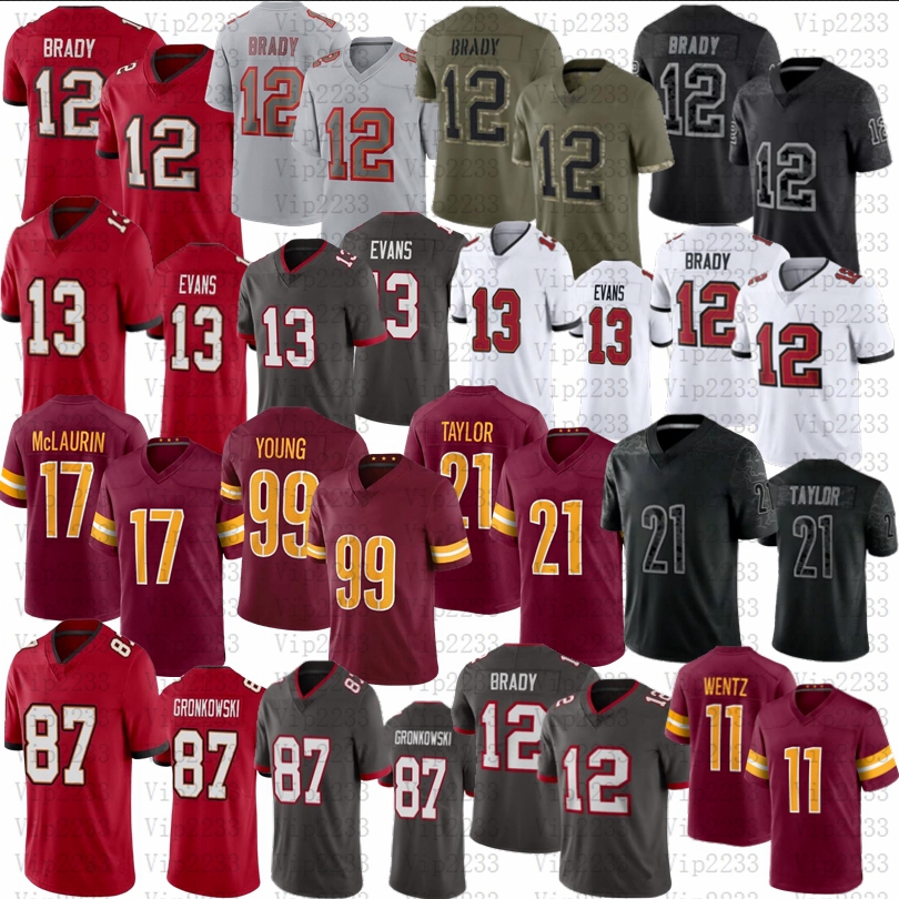 

12 Tom Brady Football Jersey Commanders 99 Chase Young Sean Taylor Terry McLaurin Carson Wentz Mike Evans Tampas Bayes Rob Gronkowski Buccaneeres Sterns, As