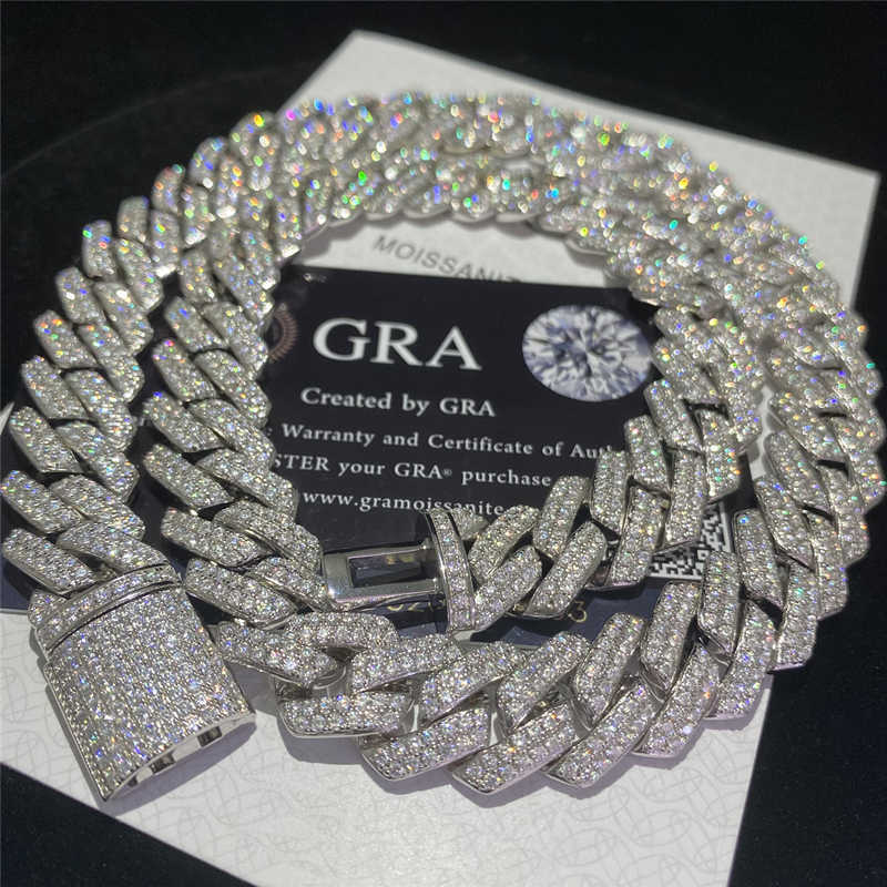 

Designer Jewelry Stock Iced Out Vvs Moissanite Cuban Bracelet 925 Silver Bling Moissanite Diamond Cuban Link Chain Hip Hop Men Jewelry Necklace