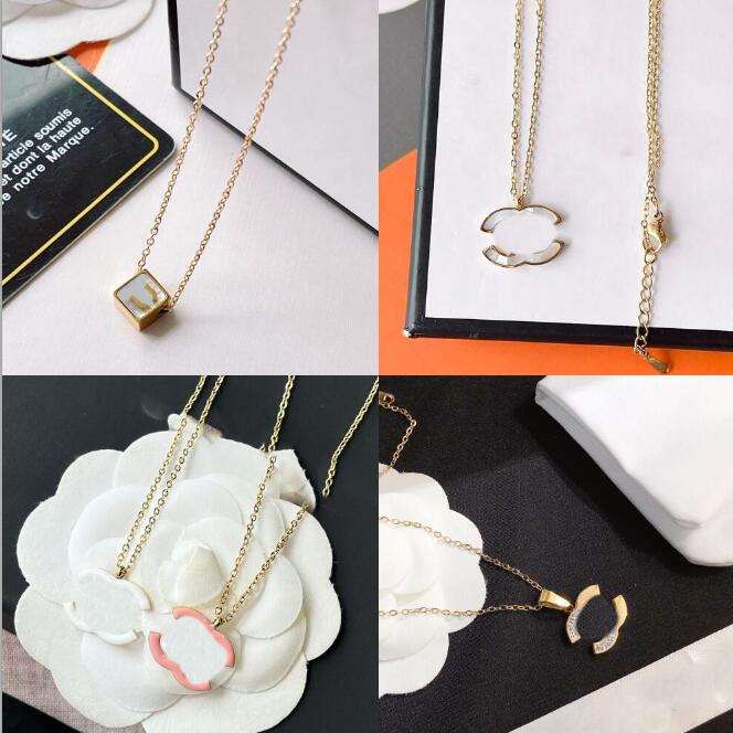 

20style Fashion Women Luxury Designer Necklace Choker Chain 18K Gold Plated Stainless Steel Letter Pendants Necklaces Statement Jewelry Accessories