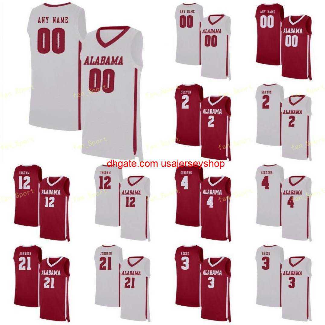

NCAA College Alabama Crimson Tide Basketball Jersey 21 Britton Johnson 23 John Petty Jr. 25 Robert Horry Adam Cottrell Custom Stitched, As