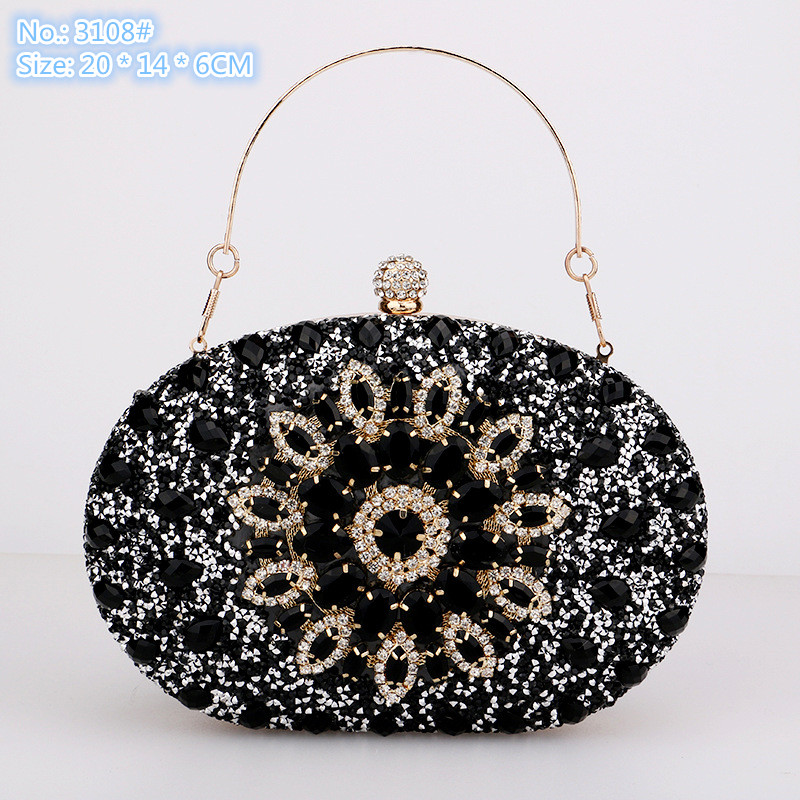 

Wholesale factory ladies shoulder bags 7 colors exquisite diamond dress clutch dinner bag wedding banquet foreign style mobile phone coin purse fashion handbag, Red-3108#