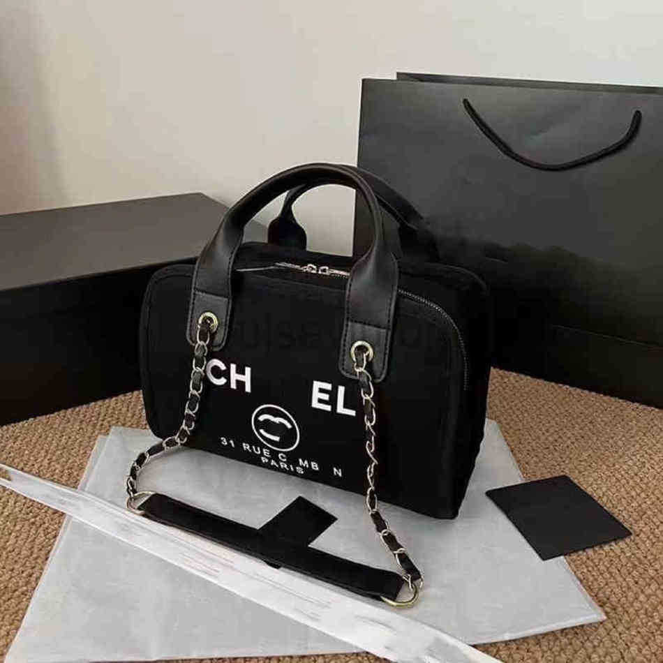 

Designer Channel Bag Tote Handbag Man Woman New Luxurious Canvas Beach Shopping Portable Underarm Large Capacity Chain Messenger Shoulder Bag L10.6IN W3.5IN H7.4IN, Black