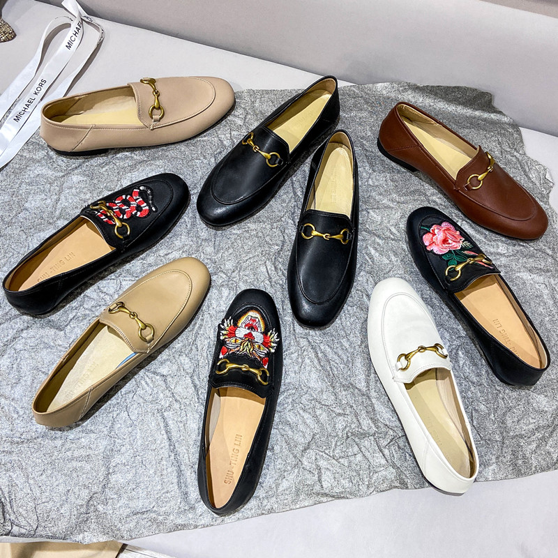 

Designer Mens Womens wedding shoes Genuine Leather loafers with Horsebit buckle Men women Luxury Flats shoes Big Size 34-45, Black leather