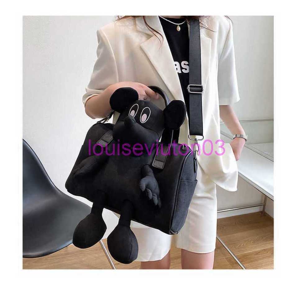 

Designer Cute Mouse Bag Tote Shoulder Makeup Handbag Mens Womans Fashion Luxurious Large Capacity Leisure Canvas Messenger Lading Pillow Doll Travel Bag, Beige