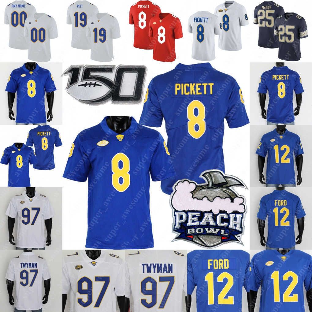 

Jerseys NCAA Pitt Jersey Kenny Pickett Football Israel Abanikanda Erick Hallett II Kedon Slovis Calijah Kancey SirVocea Dennis Gavi, Royal-150th