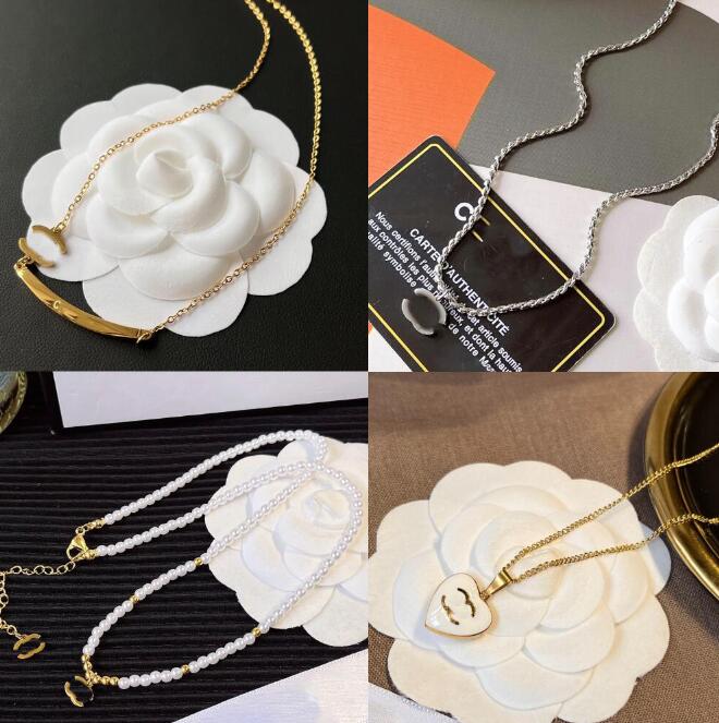 

20style High Quality Women Luxury Designer Necklace Choker Chain 18K Gold Plated Stainless Steel Letter Necklaces Pendant Statement Wedding Jewelry