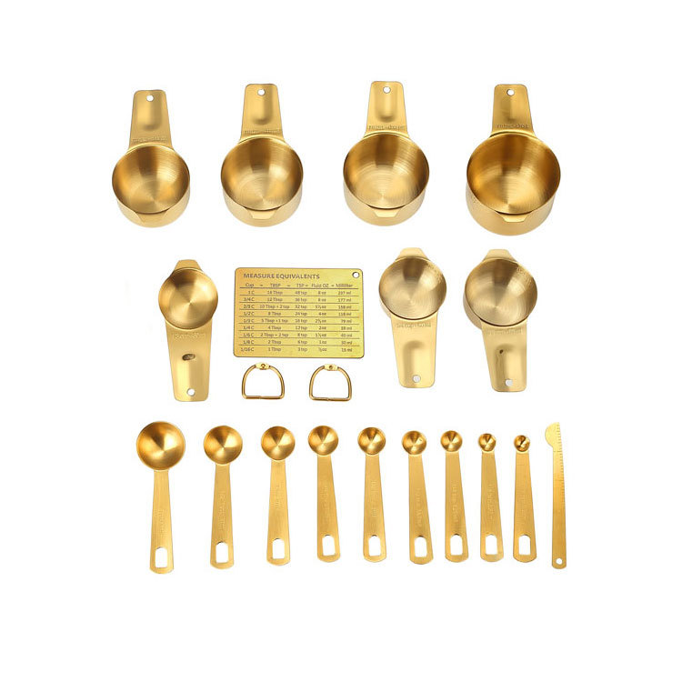 

Copper Measuring Cups Spoons 18 Piece Set Kitchen Tools Stainless Steel Nesting Measuring Cups Set with Soft Touch for Dry Liquid Ingredients Cooking Baking 122669