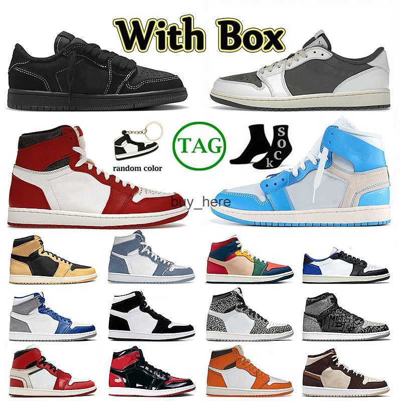 

With Original J1 Men Women Basketball Shoes Jumpman 1 1s Chicago Lost and Found Starfish Black Phantom Low Reverse Mocha Rebellionaire, B28 36-47 royal toe