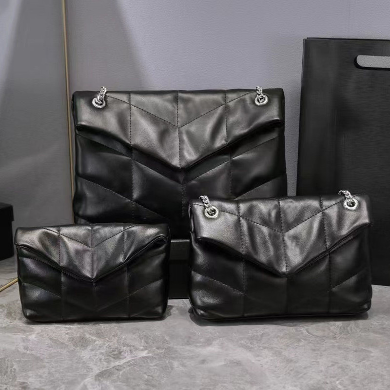 

Fashion Designer PUFFER Handbags Woman Bag Shoulder Bags Genuine Leather Bag, Black:silver hardware