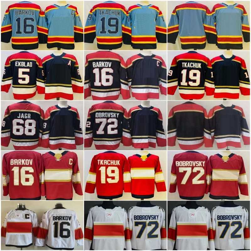 

Mens 2022 Reverse Retro 19 Matthew Tkachuk Hockey Jerseys 2.0 Navy Blue 16 Aleksander Barkov 5 Aaron Ekblad 72 Sergei Bobrovsky 68 Jaromir Jagr Shirts, Men